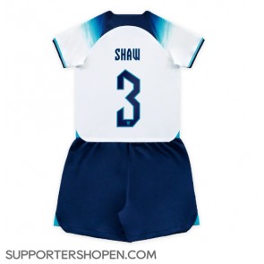 England Luke Shaw #3 Hemmatröja Barn VM 2022 Kortärmad (+ korta byxor)